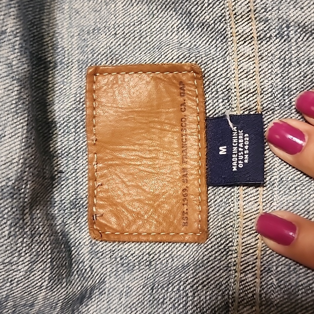 Gap Blue Patchwork Detail Denim Jacket Medium Used - image 5